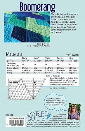 Quilt Patterns - Quilting Supplies online, Canadian Company Boomerang Pattern