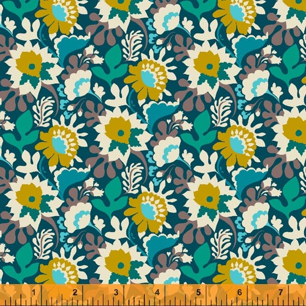 Prints - Quilting Supplies online, Canadian Company Flower Trail in dark blue